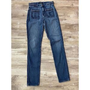 7 for all Mankind Braided Detail Skinny Jeans Women’s Sz 26 Waist
